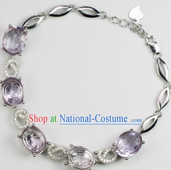 Chinese Traditional Jewelry Accessories Handmade Amethyst Bangle Ancient Hanfu Bracelet for Women