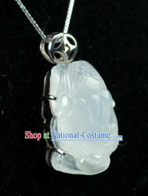 Chinese Traditional Jewelry Accessories Jade Toad Necklace Handmade Jadeite Pendant