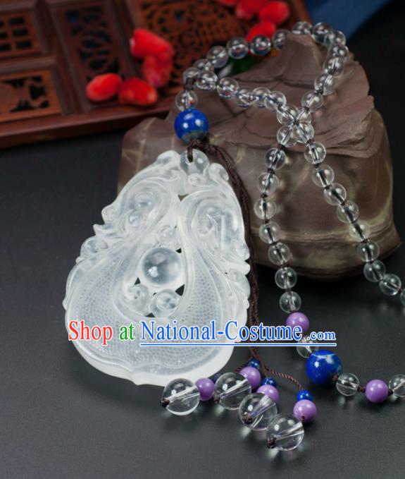 Chinese Traditional Jewelry Accessories Carving Dragon Jade Necklace Handmade Jadeite Pendant