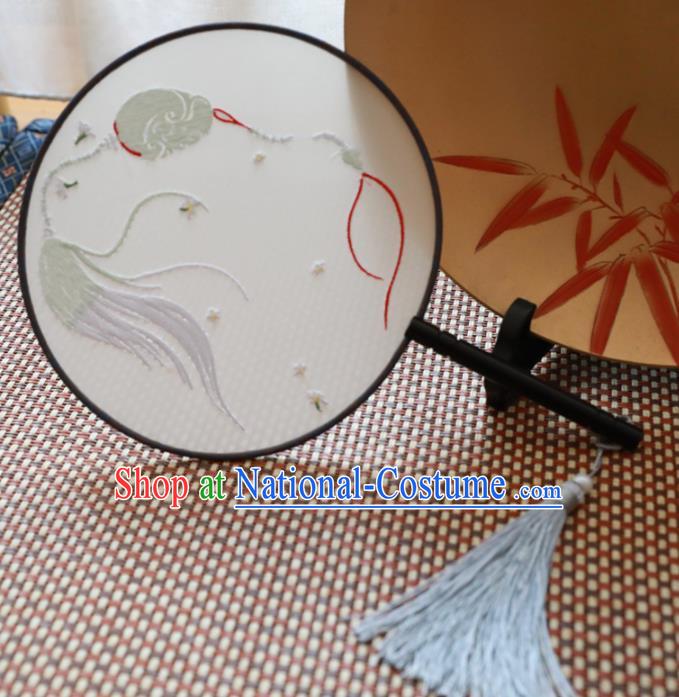 Chinese Traditional Hanfu Embroidered Palace Fans Ancient Handmade Round Fans for Women