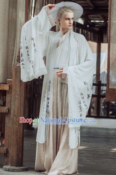 Chinese Ancient Jin Dynasty Nobility Childe Clothing Traditional Swordsman Embroidered Costumes for Men