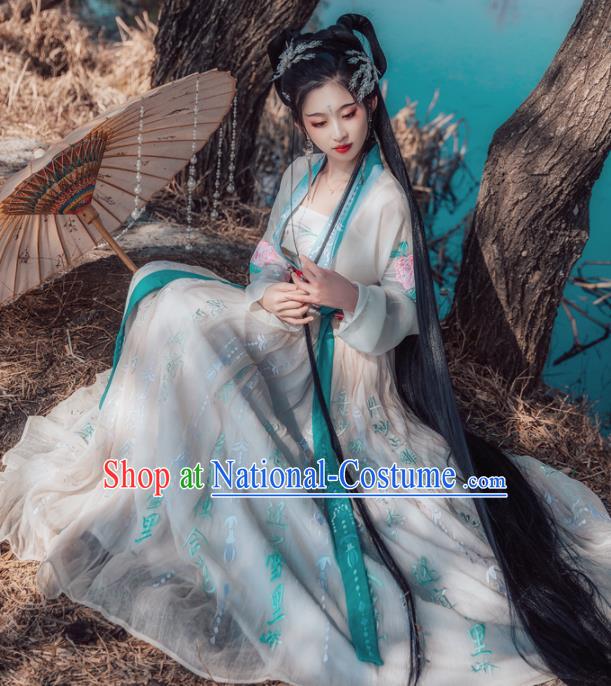 Chinese Ancient Peri Princess Hanfu Dress Traditional Palace Lady Embroidered Costumes for Women