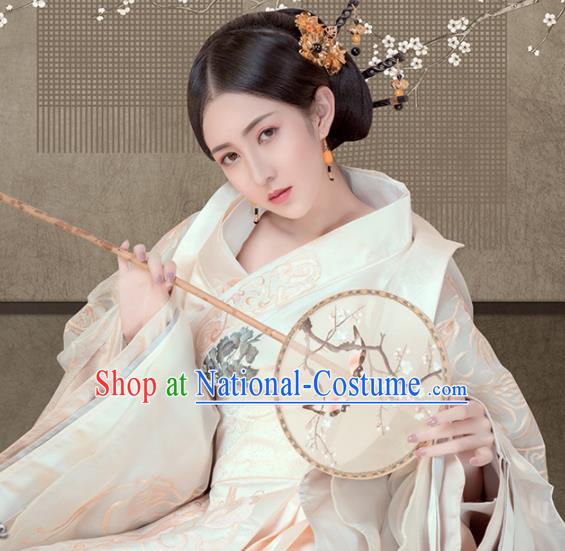 Chinese Ancient Palace Lady Hanfu Han Dynasty Imperial Concubine Queen Embroidered Historical Costumes