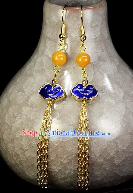 Chinese Traditional Jewelry Accessories Ancient Hanfu Cloisonne Cloisonne Cloud Tassel Earrings for Women