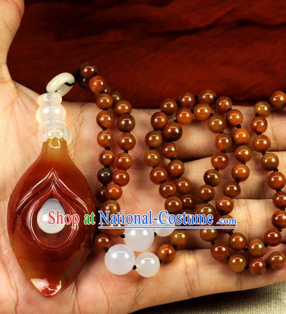 Chinese Traditional Jewelry Accessories Ancient Hanfu Huanglong Jade Magnolia Necklace for Women