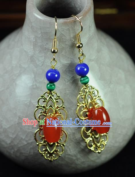 Chinese Traditional Jewelry Accessories Ancient Hanfu Agate Earrings for Women