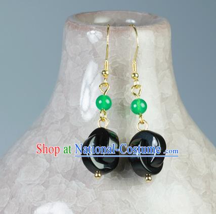 Chinese Traditional Jewelry Accessories Ancient Hanfu Black Earrings for Women