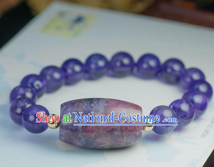 Chinese Traditional Accessories Ancient Handmade Amethyst Beads Bracelet for Women