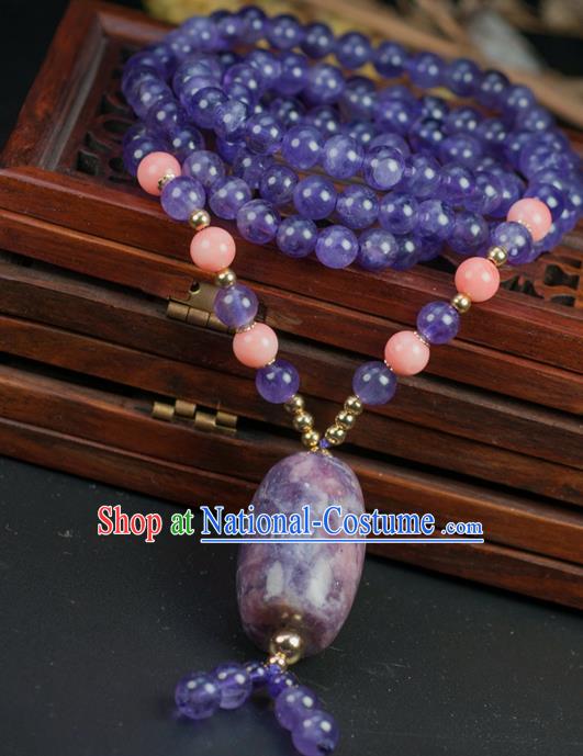 Chinese Traditional Jewelry Accessories Ancient Hanfu Amethyst Necklace for Women