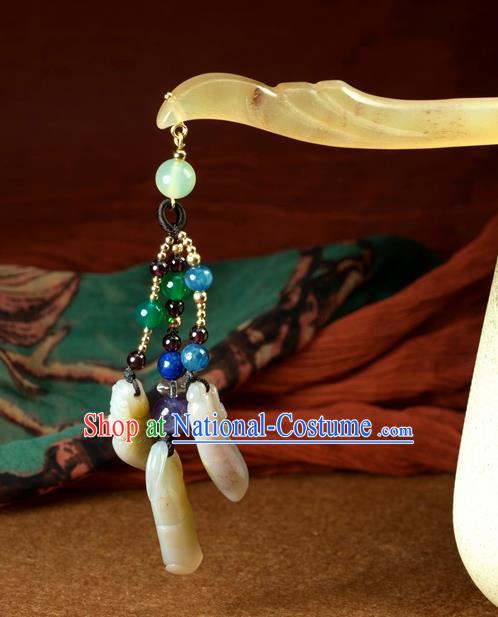 Chinese Traditional Hanfu Agate Hair Clip Hair Accessories Ancient Classical Tassel Hairpins for Women