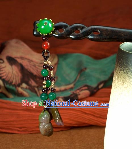 Chinese Traditional Hanfu Hair Clip Hair Accessories Ancient Classical Jade Tassel Hairpins for Women