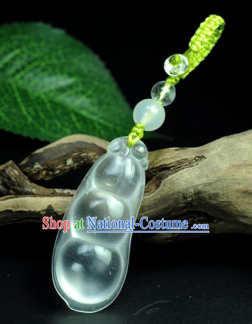 Chinese Traditional Jewelry Accessories Jade Pea Craft Handmade Jadeite Pendant