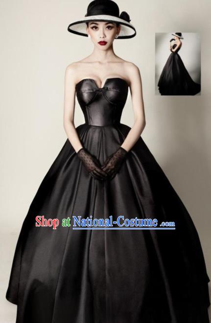 Top Performance Catwalks Costumes Black Wedding Dress Full Dress for Women