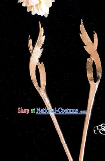 Chinese Classical Hair Accessories Traditional Ancient Hanfu Golden Hairpins for Women