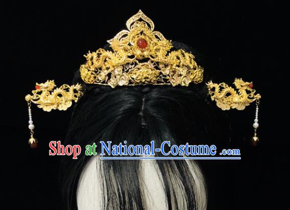 Chinese Classical Hair Accessories Traditional Ancient Hanfu Golden Hair Coronet Hairpins Complete Set for Women