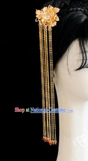 Chinese Classical Hair Accessories Traditional Ancient Hanfu Golden Flowers Hair Clip Hairpins for Women