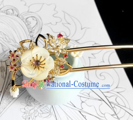 Chinese Classical Hair Accessories Traditional Ancient Hanfu Shell Flowers Hair Clip Hairpins for Women