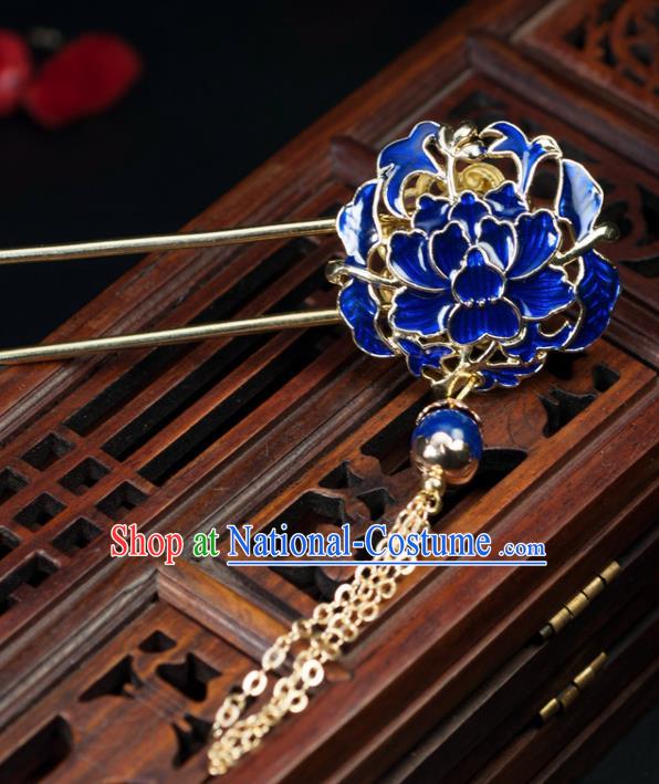 Chinese Traditional Hanfu Cloisonne Lotus Hair Comb Hair Accessories Ancient Classical Hairpins for Women