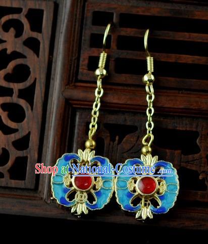 Chinese Traditional Jewelry Accessories Ancient Hanfu Blueing Pomegranate Earrings for Women