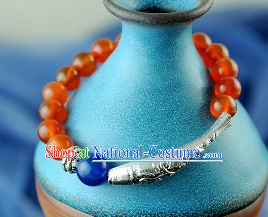 Chinese Traditional Accessories Ancient Handmade Agate Beads Bracelet for Women