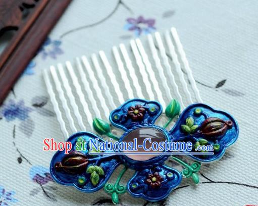 Chinese Traditional Blue Hair Comb Hair Accessories Ancient Palace Classical Hairpins for Women