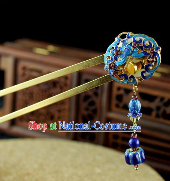 Chinese Traditional Cloisonne Tassel Hair Clip Hair Accessories Ancient Palace Classical Hairpins for Women