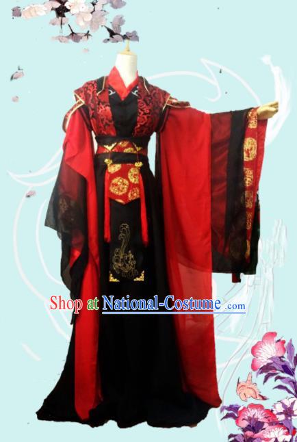 Chinese Traditional Cosplay Swordsman Costumes Ancient Royal Highness Embroidered Clothing for Men