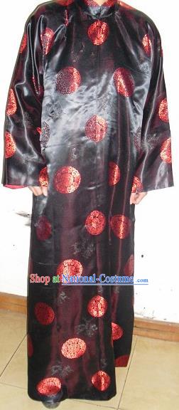 Chinese Traditional Qing Dynasty Prince Embroidered Costume Ancient Black Mandarin Robe for Men