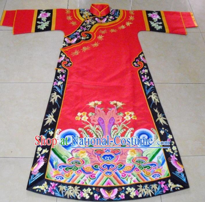 Chinese Traditional Ancient Qing Dynasty Empress Embroidered Wedding Costumes for Women