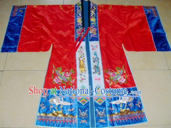 Chinese Traditional Priest Frock Costume Ancient Embroidered Red Robe for Men