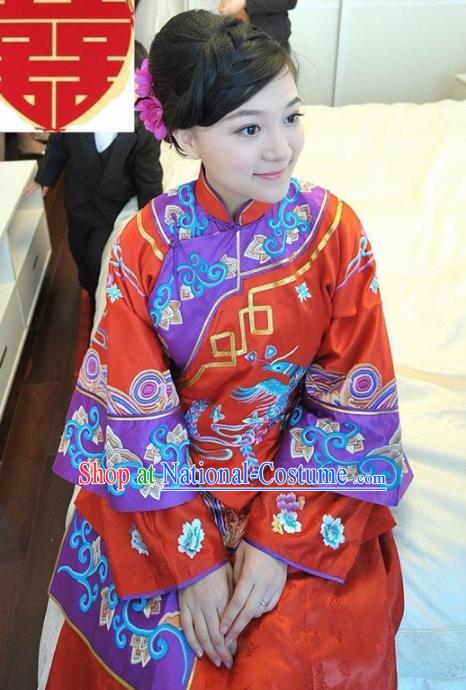 Chinese Traditional Bride Xiuhe Suit Ancient Embroidered Wedding Costumes for Women