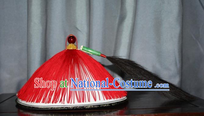 Chinese Traditional Ancient Minister Headdress Qing Dynasty Manchu Chancellor Hat for Men