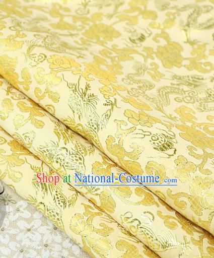 Chinese Traditional Golden Brocade Tang Suit Silk Fabric Material Classical Dragons Pattern Design Satin Drapery