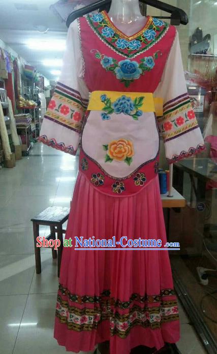 Chinese Traditional Ethnic Costumes Bai Minority Folk Dance Dress for Women