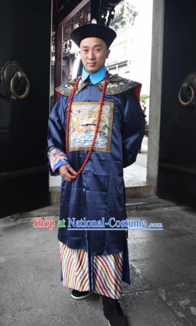 Chinese Traditional Ancient Qing Dynasty Royal Highness Embroidered Costume for Men