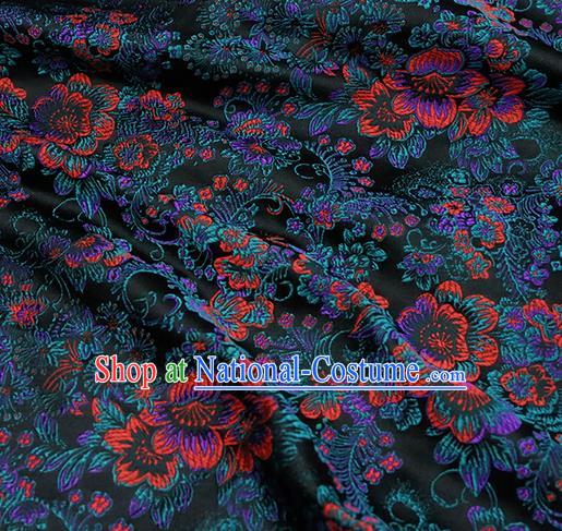 Chinese Traditional Black Brocade Cheongsam Silk Fabric Material Classical Pattern Design Satin Drapery