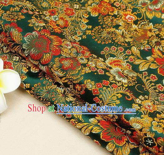 Chinese Traditional Green Brocade Cheongsam Silk Fabric Material Classical Pattern Design Satin Drapery