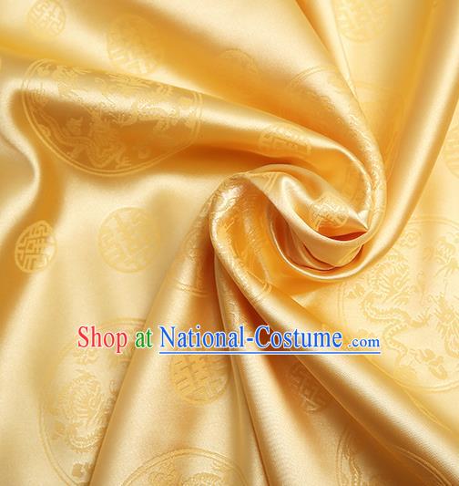 Chinese Traditional Brocade Cheongsam Golden Silk Fabric Material Classical Pattern Design Satin Drapery