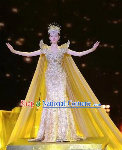 Top Grade Modern Dance Golden Dress Cosplay Goddess Costume for Women