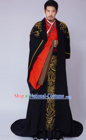 Traditional Chinese Ancient Han Dynasty Emperor Embroidered Costumes for Men