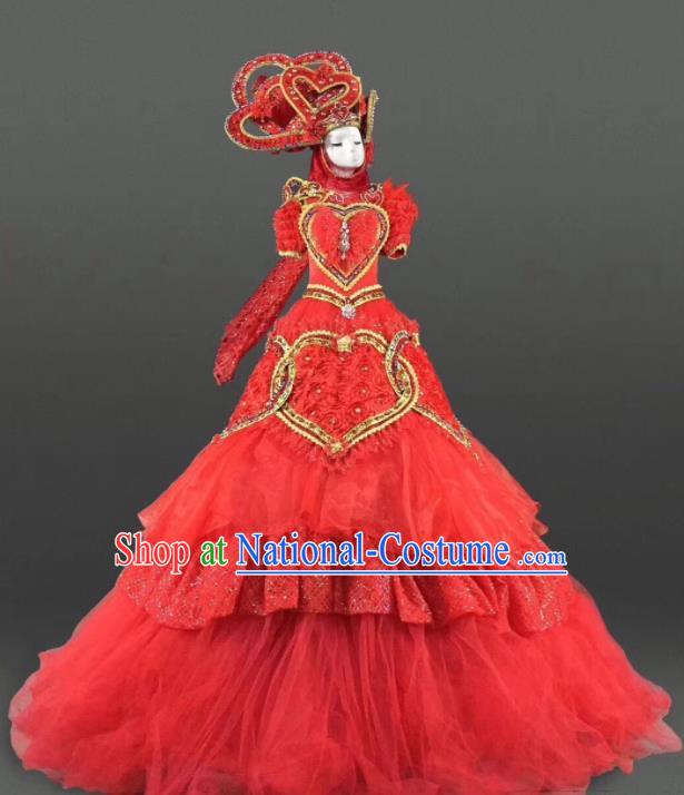 Top Grade Modern Dance Red Dress Ballroom Court Costume for Women