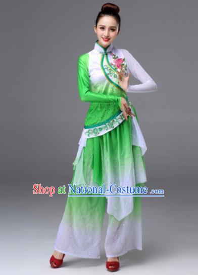 Traditional Chinese Classical Dance Green Clothing Yangko Dance Costume for Women