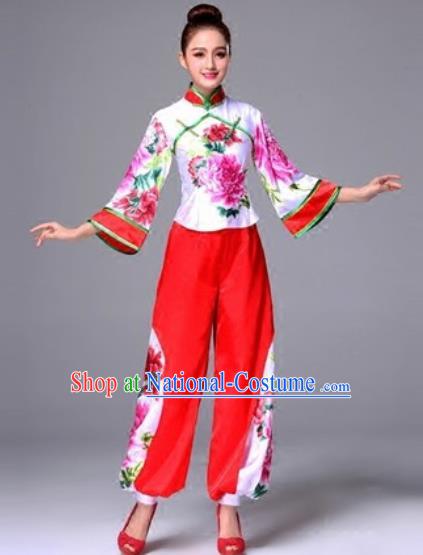 Traditional Chinese Classical Dance Silk Clothing Yangko Dance Costume for Women