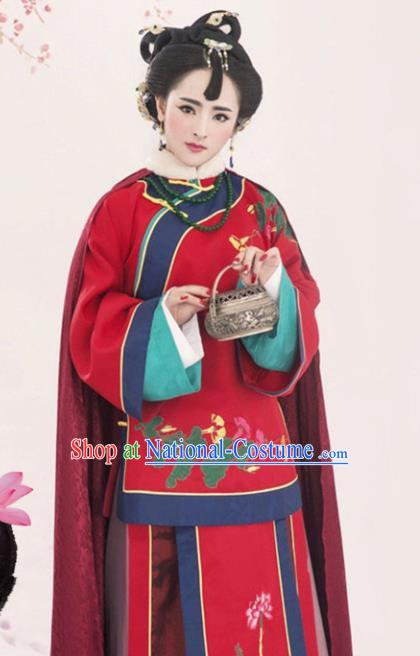 Chinese Traditional Wedding Hanfu Dress Ancient Qing Dynasty Queen Embroidered Costumes for Women