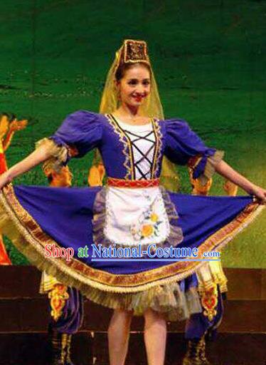 Chinese Traditional Tajik Nationality Wedding Costumes Folk Dance Purple Ethnic Dress for Women