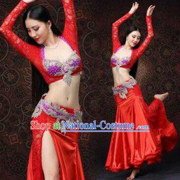 Top Grade Belly Dance Costumes Professional Oriental Dance Red Dress for Women