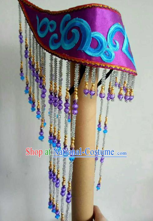 Traditional Chinese Mongol Nationality Tassel Hat Mongolian Dance Hair Accessories for Women