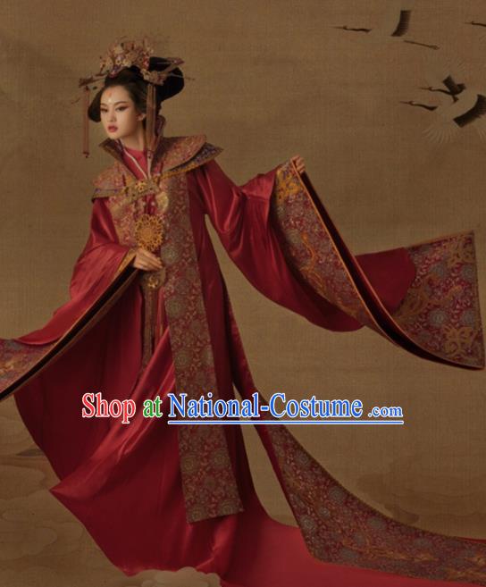 Chinese Ancient Tang Dynasty Palace Wedding Hanfu Dress Traditional Drama Empress Embroidered Costumes for Women