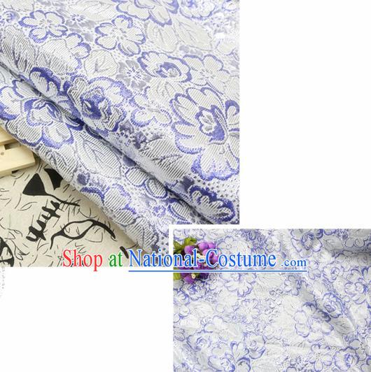 Chinese Traditional Lilac Brocade Classical Peony Flowers Pattern Design Silk Fabric Material Satin Drapery