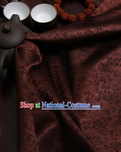 Chinese Traditional Brown Brocade Classical Pattern Design Tang Suit Silk Fabric Material Satin Drapery